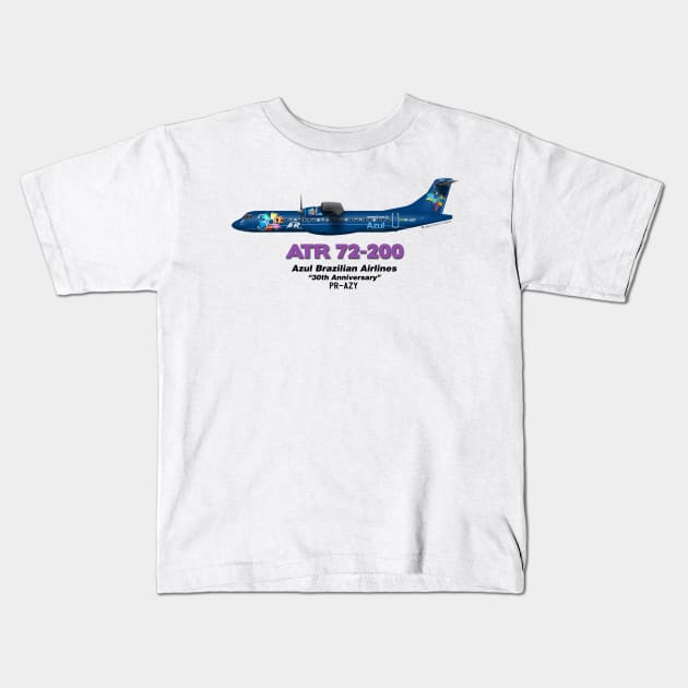 Avions de Transport Régional 72-200 - Azul Brazilian Airlines "30th Anniversary" Kids T-Shirt by TheArtofFlying